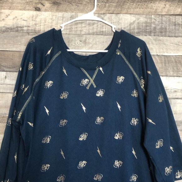 Harry Potter Nightgown Blue Pajama Graphic Lightening Bolts HP Logo 2x-3x soft - Picture 3 of 8